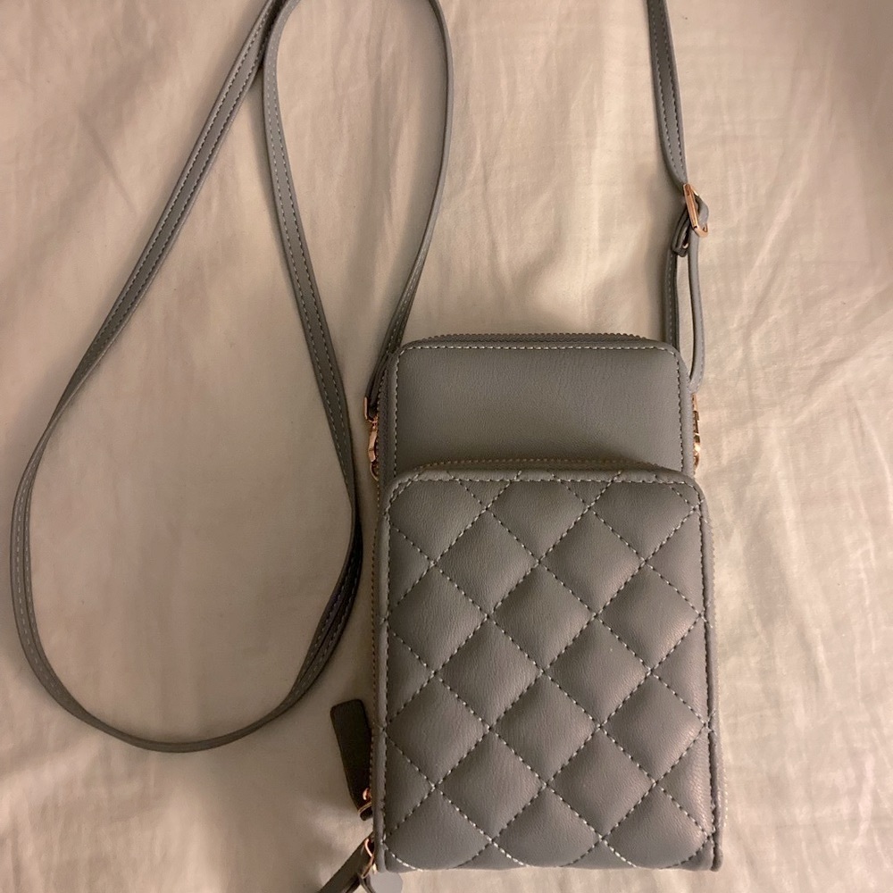 Triple Compartment Small Faux Leather Crossbody Bag